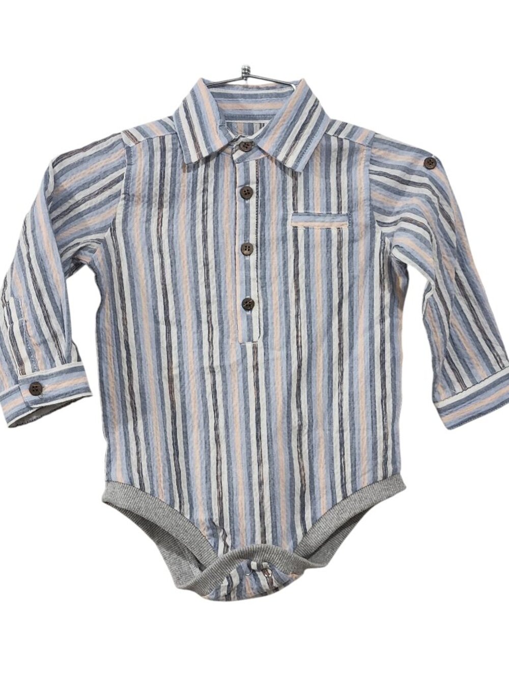 NWT - ME & HENRY Multi Color Stripe Woven Bodysuit - Size 12/18m